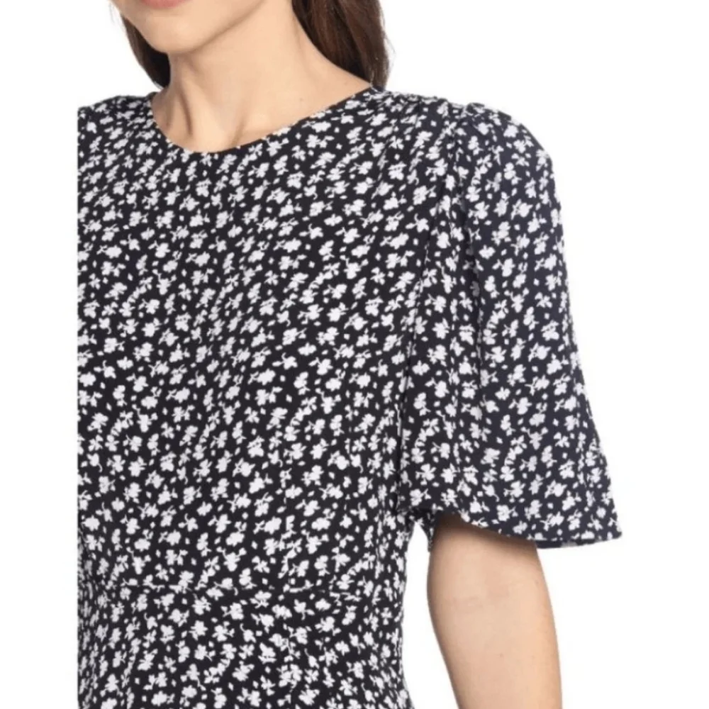 Something Navy Floral short sleeve Midi Dress Size I - Picture 3 of 7